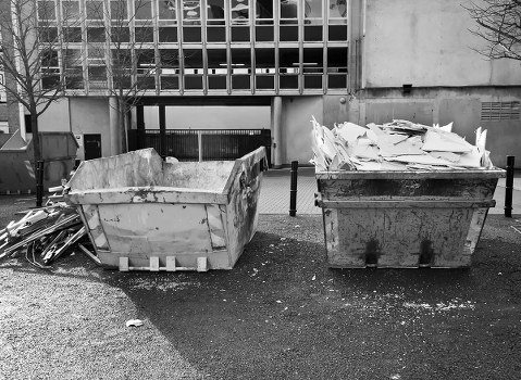 Builders skip on a construction site in Erith